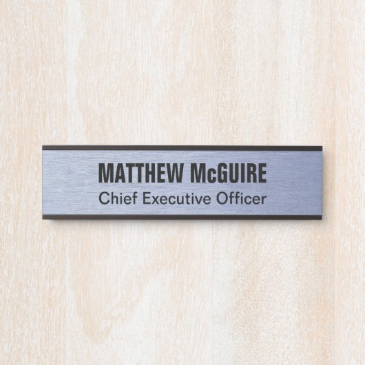 ブラッシュブルーメタルルックオフィス サインプレート (正面)