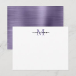 ブラッシュメタルミッドナイトパープルクラシックモノグラム ノートカード