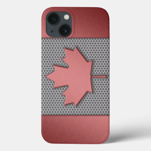 ブラッシュメタルルックカナダ国旗 Case-Mate iPhoneケース (裏面)