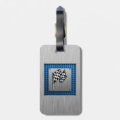 ブラッシュメタルルックレーシングフラグ ラゲッジタグ (裏面縦)