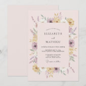ブラッシュラベンダー優雅な春の結婚式 招待状 (正面/裏面)