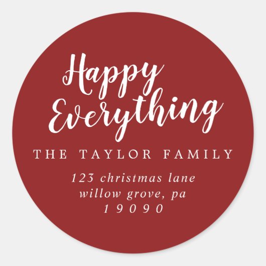 ブラッシュレッドハッピーオールデイズ差出人住所 ラウンドシール (正面)