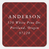 ブラッシュレッドプレイド差出人住所ラベル スクエアシール (正面)