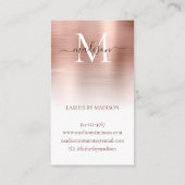 ブラッシュローズゴールド メタル モノグラム スタイリッシュスクリプト 名刺 (裏面)