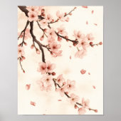 ブラッシュ桜の水彩枝 ウォールアート (正面)