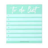 ブラッシュ タイポグラフィ パステル ターコイズ To-Do リスト ノートパッド (正面)