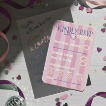 ブラッシュ＆パープルスプリングディスコ結婚式RSVP