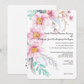 ブラッシュ フラワー スペイン語 ウェディング インビテーション (正面/裏面)