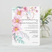 ブラッシュ フラワー スペイン語 ウェディング インビテーション (スタンド正面)