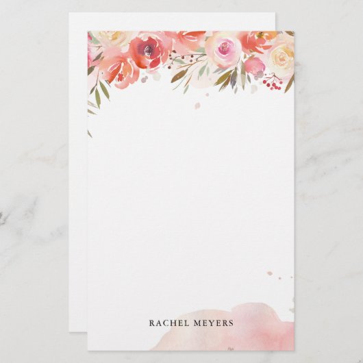 ブラッシュ ブーケ 個人名 モノグラム 便箋 (正面/裏面)