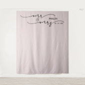 ブラッシュ ローズ ウェディング バックドロップ ご夫婦様名入り タペストリー (正面)