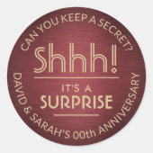 ブラッシングされたブルゴーニュと金ゴールド ラウンドシール (正面)