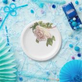 ブラッシングアイボリーピーチバラ ペーパープレート (パーティー)