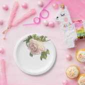 ブラッシングアイボリーピーチバラ ペーパープレート (パーティー)