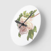 ブラッシングアイボリーピーチバラ ラウンド壁時計 (傾斜)