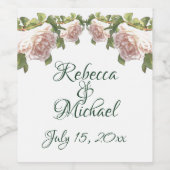 ブラッシングアイボリーピーチバラ ワインラベル (シングルラベル)