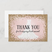 ブラッシンググリッター花嫁ブライドメイドサンキューカード (正面/裏面)