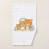 ブラッシングタイガース – かわいいモーニングルーチン バスタオルセット (ハンドタオル)