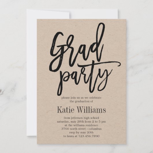 ブラッシングチャーム卒業パーティー招待状クラフト 招待状 (正面)