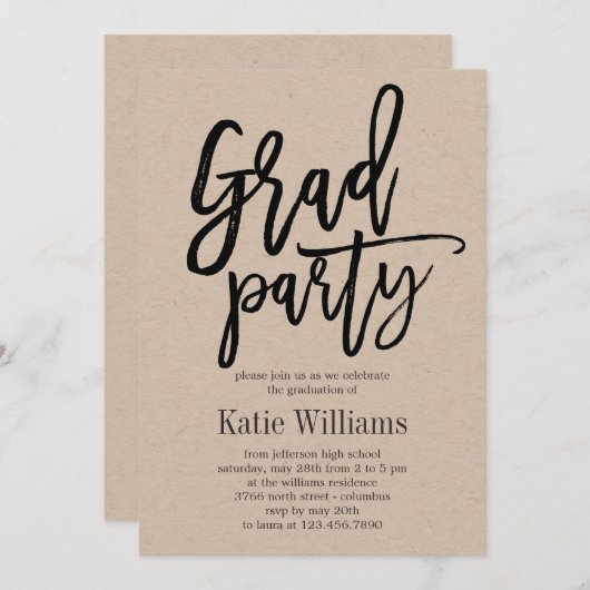 ブラッシングチャーム卒業パーティー招待状クラフト 招待状 (正面/裏面)