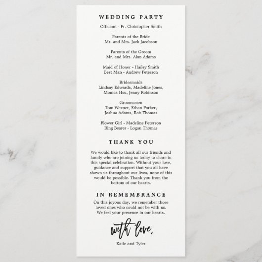 ブラッシングチャーム結婚のセレモニープログラム プログラム (裏面)