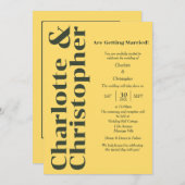 ブラッシング愛 – サンシャインイエローモダン 招待状 (正面/裏面)