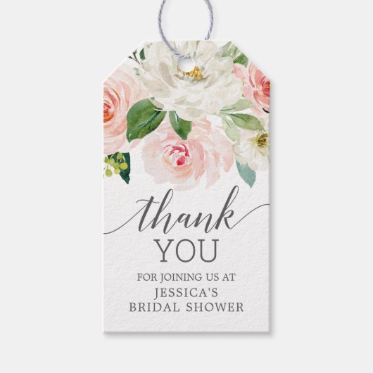 ブラッシング開花ブライダルシャワーメッセージカード ギフトタグ (正面)