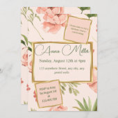 ブラッシング開花誕生日Bash 招待状 (正面/裏面)