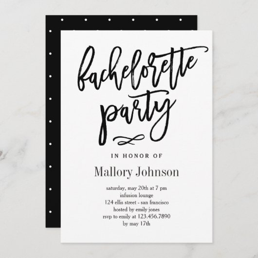 ブラッシング·グリマー·バチェロレッテ招待状 招待状 (正面/裏面)