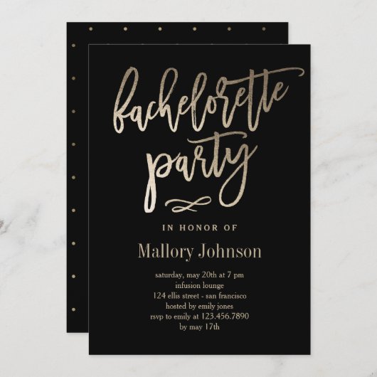 ブラッシング·グリマー·バチェロレッテ招待状 招待状 (正面/裏面)