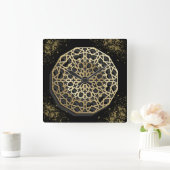 ブラッスタイリッシュクデザインオーナメント スクエア壁時計 (ホーム)