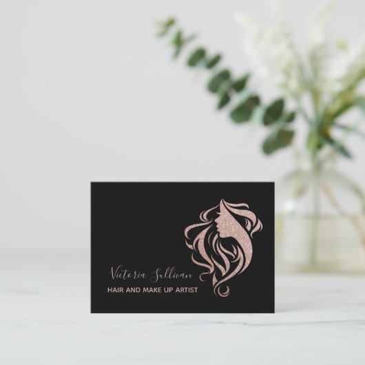 ブラッスタイリッシュクバラ金ゴールドグリッター化粧アーティストヘア 名刺 (スタンド正面)