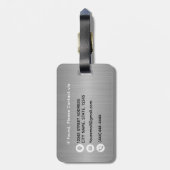 ブラッスタイリッシュシュ銀灰色メタルブラックモノグラム ラゲッジタグ (裏面縦)