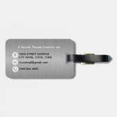 ブラッスタイリッシュシュ銀灰色メタルブラックモノグラム ラゲッジタグ (裏面横)