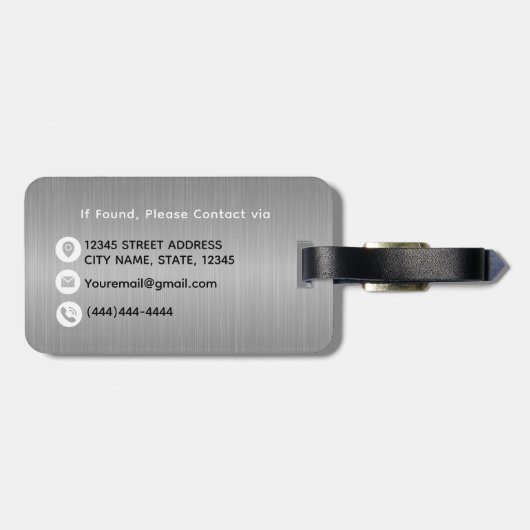 ブラッスタイリッシュシュ銀灰色メタルブラックモノグラム ラゲッジタグ (裏面横)