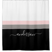 ブラッストライプクピンクのパーソナライズ シャワーカーテン (正面)
