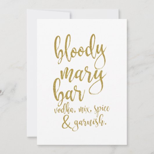 ブラッディマリー バー ゴールド ウェディングサイン お手頃 招待状 (正面)