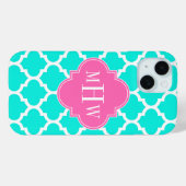 ブラットアクアウィットモロッコホテル#5ホットピンク2イニシャルモノグラム Case-Mate iPhoneケース (裏面 (横))