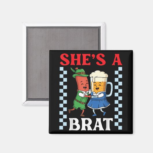 ブラットソーセージおもしろいとビールの衣装を身に着ける マグネット (正面/裏面)