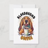 ブラッドおもしろいハウンド犬がコーヒーを飲む サンキューカード (正面)