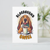 ブラッドおもしろいハウンド犬がコーヒーを飲む サンキューカード (スタンド正面)