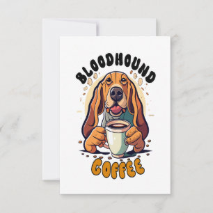 ブラッドおもしろいハウンド犬がコーヒーを飲む サンキューカード