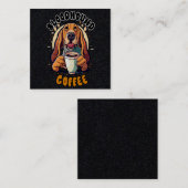 ブラッドおもしろいハウンド犬がコーヒーを飲む スクエア名刺 (正面/裏面)