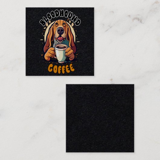 ブラッドおもしろいハウンド犬がコーヒーを飲む スクエア名刺 (正面/裏面)