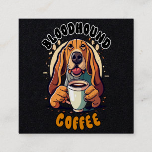 ブラッドおもしろいハウンド犬がコーヒーを飲む スクエア名刺