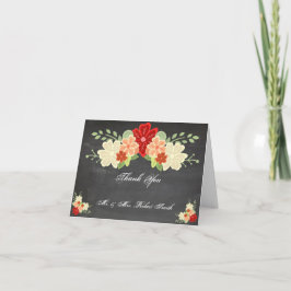 ブラッドオレンジの花の黒板の結婚式は感謝していしています サンキューカード