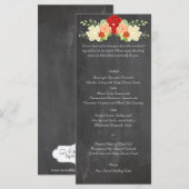 ブラッドオレンジ色の花チョーク結婚ボードのメニュー メニュー (正面/裏面)