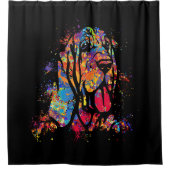 ブラッドカラフルハウンドポートレート シャワーカーテン (正面)