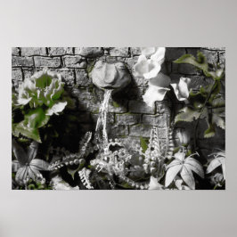 ブラッドティーと赤ひもカエル噴水プリント ポスター