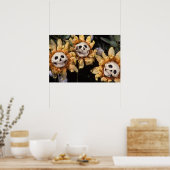 ブラッドティーと赤紐スカルひまわり ポスター (キッチン)